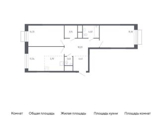 Продам двухкомнатную квартиру, 70.1 м2, Балашиха, жилой квартал Новоград Павлино, к6