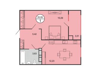 Продам 1-комнатную квартиру, 39.9 м2, Ставропольский край