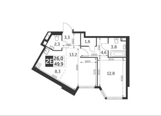 Продам 2-комнатную квартиру, 49.9 м2, Москва, метро Калужская, улица Академика Волгина, 2с1