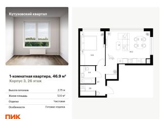 Продажа 1-комнатной квартиры, 46.9 м2, Москва, район Кунцево