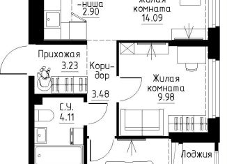 Трехкомнатная квартира на продажу, 50.8 м2, Екатеринбург, метро Ботаническая, Золотистый бульвар, 13