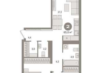 Продам 2-комнатную квартиру, 65 м2, деревня Сапроново, жилой комплекс Первый Квартал, 6, ЖК Первый Квартал