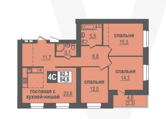 Продажа четырехкомнатной квартиры, 94.6 м2, Новосибирская область, Благовещенская улица, 3