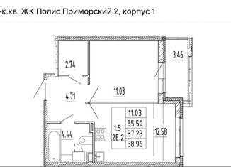 1-ком. квартира на продажу, 39 м2, Санкт-Петербург, Арцеуловская аллея, 9