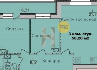 Продажа 2-комнатной квартиры, 58.2 м2, Новосибирская область, улица Романтиков, 20