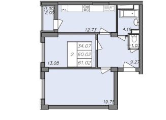 Продается 2-комнатная квартира, 61 м2, Воронеж, Волгоградская улица, 45