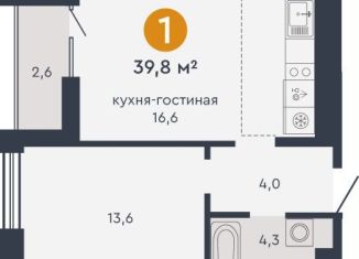 Продам однокомнатную квартиру, 39.8 м2, Екатеринбург, метро Уралмаш