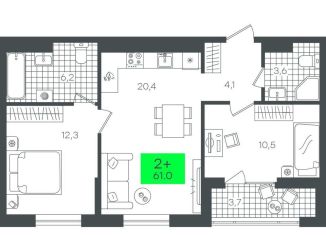 Продам двухкомнатную квартиру, 61.1 м2, Тюмень
