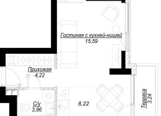 Продается 1-комнатная квартира, 33 м2, Москва, 1-й Сетуньский проезд, вл10, ЖК Хайд