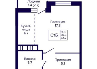 Продажа квартиры студии, 32.2 м2, Новосибирск, улица Бородина, 54