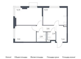 Продается 2-комнатная квартира, 53.8 м2, Московская область