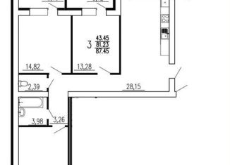 3-комнатная квартира на продажу, 87.3 м2, Воронежская область, улица Маяковского, 3