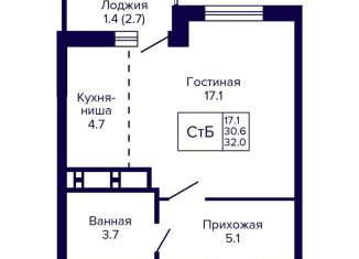 Продаю квартиру студию, 32 м2, Новосибирская область, улица Бородина, 54
