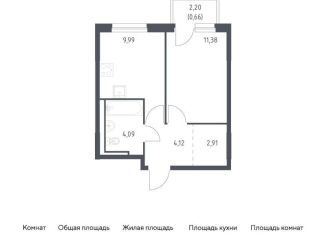 Продается однокомнатная квартира, 33.2 м2, деревня Новосаратовка
