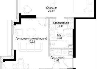 2-комнатная квартира на продажу, 63.3 м2, Москва, 1-й Сетуньский проезд, вл10, ЖК Хайд