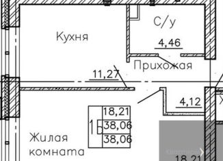 1-ком. квартира на продажу, 38.1 м2, Воронежская область
