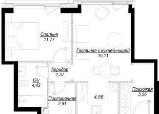 Однокомнатная квартира на продажу, 45.5 м2, Москва, район Раменки, 1-й Сетуньский проезд, вл10