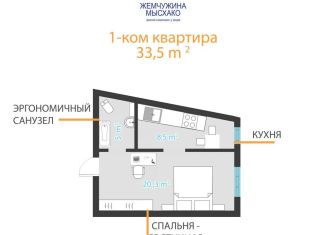 Продается 1-комнатная квартира, 33.5 м2, село Мысхако, Шоссейная улица, 27