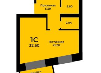 Продам однокомнатную квартиру, 32.5 м2, Красноярский край, Кирпичная улица
