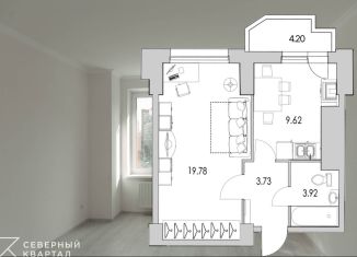 1-комнатная квартира на продажу, 41.2 м2, Санкт-Петербург, улица Кустодиева, 7к1, метро Проспект Просвещения