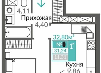 Продаю 1-ком. квартиру, 31.2 м2, Крым, проспект Александра Суворова