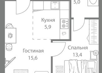 Продаю двухкомнатную квартиру, 46.2 м2, Москва, станция Немчиновка