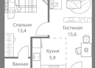 Продается 2-ком. квартира, 46.7 м2, Москва, ЗАО