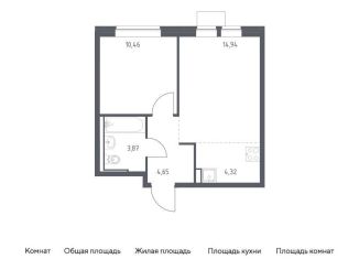 Однокомнатная квартира на продажу, 38.2 м2, Москва