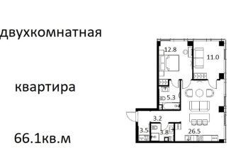 Продается двухкомнатная квартира, 66.1 м2, Москва, метро Петровский парк