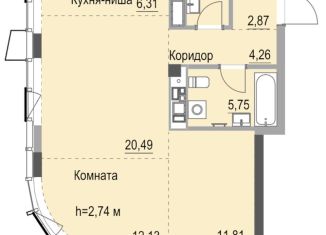 Квартира на продажу студия, 69 м2, Ижевск, улица Лихвинцева, 17, ЖК Республика