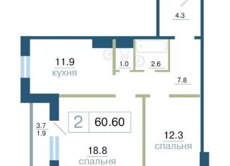 Продажа двухкомнатной квартиры, 60.6 м2, Красноярск, Железнодорожный район