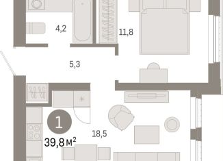 Продам 2-комнатную квартиру, 39.8 м2, Тюмень, Калининский округ