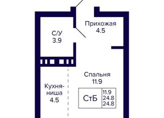 Продается квартира студия, 24.8 м2, Новосибирск, метро Площадь Маркса