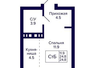 Продам квартиру студию, 24.8 м2, Новосибирск, метро Площадь Маркса
