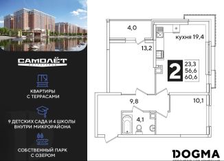 Продам двухкомнатную квартиру, 60.6 м2, Краснодар, Прикубанский округ