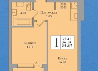1-ком. квартира на продажу, 36 м2, Калининград