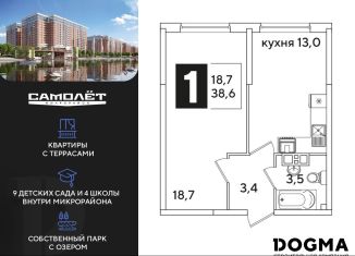 Однокомнатная квартира на продажу, 38.6 м2, Краснодар, Прикубанский округ