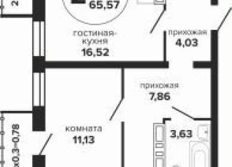 2-комнатная квартира на продажу, 65.6 м2, Краснодар, Российская улица, 257/7лит1, Российская улица