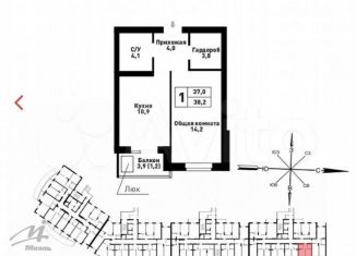 Продам 1-комнатную квартиру, 38.2 м2, Барнаул, площадь Советов, Железнодорожный район