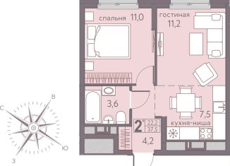 Продам 2-комнатную квартиру, 37.5 м2, Пермский край, Серебристая улица, 7