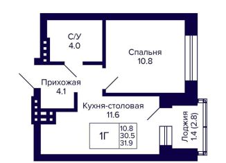 Продается однокомнатная квартира, 31.9 м2, Новосибирск