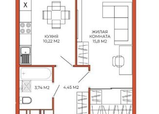 1-комнатная квартира на продажу, 34.2 м2, Пензенская область