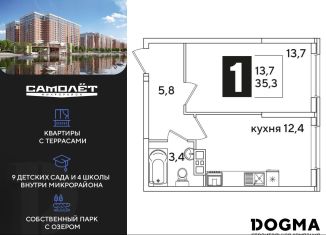 Продажа однокомнатной квартиры, 35.3 м2, Краснодарский край
