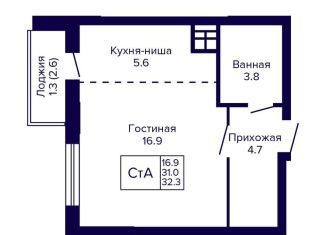 Продажа квартиры студии, 32.3 м2, Новосибирск, улица Бородина, 54