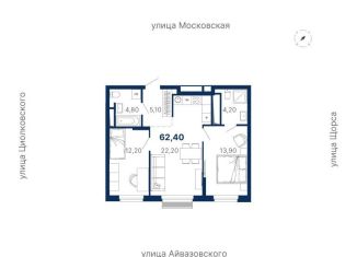 Продается двухкомнатная квартира, 62.4 м2, Екатеринбург, метро Чкаловская, улица Айвазовского, 52