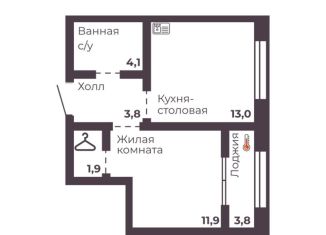 Продается 1-комнатная квартира, 34.7 м2, Челябинск, Тракторозаводский район, проспект Ленина, 4Д