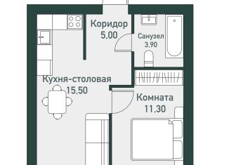 Продажа 1-комнатной квартиры, 36.6 м2, посёлок Западный