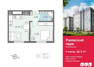 1-комнатная квартира на продажу, 32.3 м2, Ленинградская область