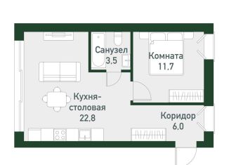 Продается 1-ком. квартира, 43.1 м2, Челябинская область
