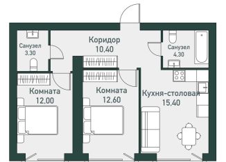Продается 2-ком. квартира, 59.1 м2, Челябинская область